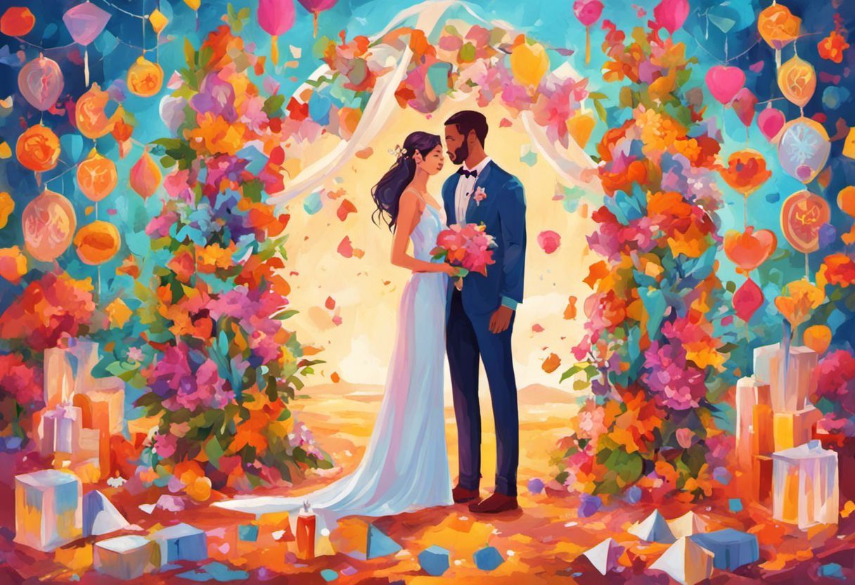 Peinture digitale haute en couleur symbolisant l'amour éternel